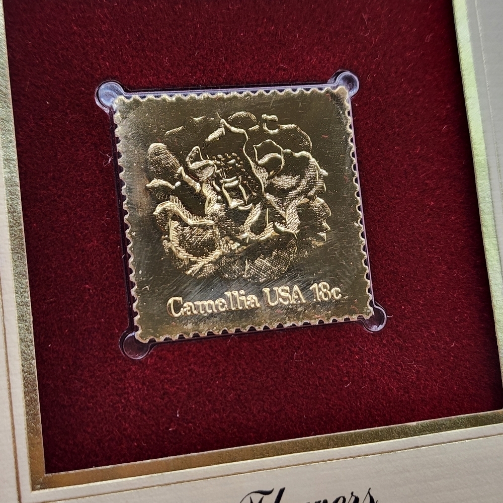 4 Flowers Stamps Gold Replica First Day of Issue - Picture 4 of 4